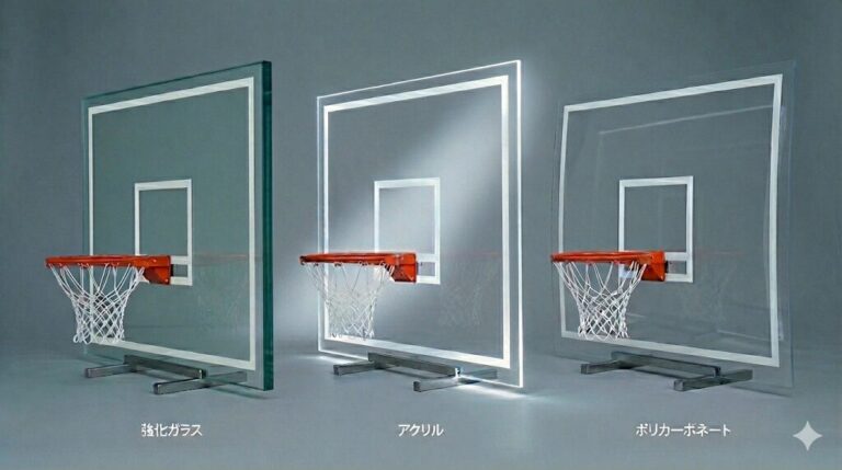 バスケットゴールの「バックボード」素材比較｜ポリカ・アクリル・強化ガラスの違い