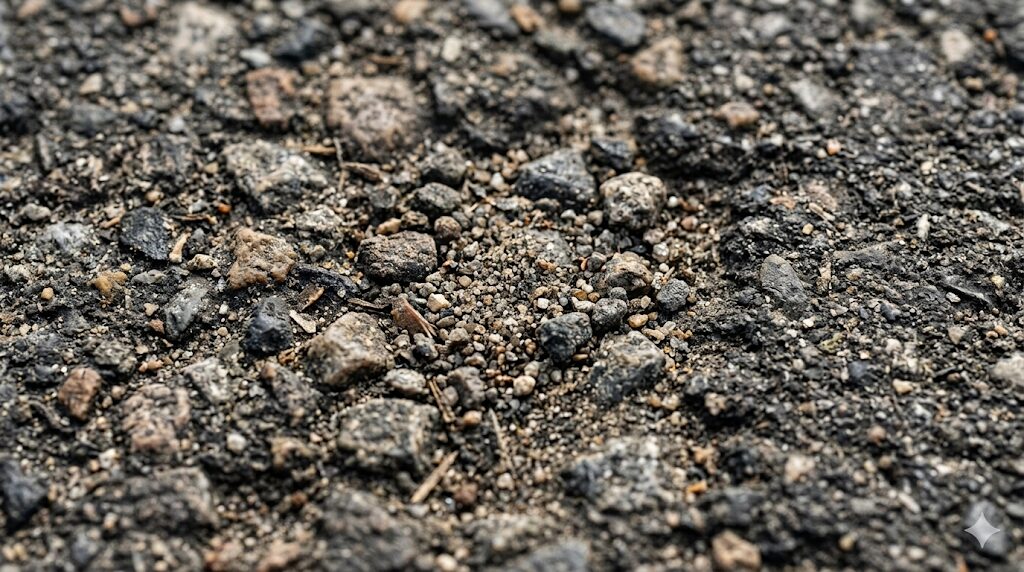 表面には常に細かい砂利や埃が溜まっています